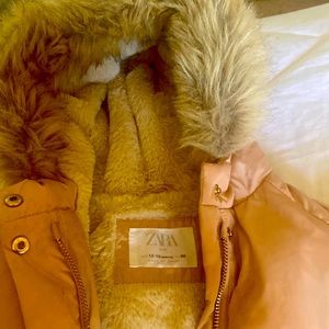 Zara children’s down filled coat size 12 -18 months warm and comfy dusty pink